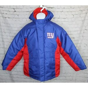 NFL Reebok New York Giants Hooded Heavy Fleece Lined Jacket Boys Large 14-16 EUC